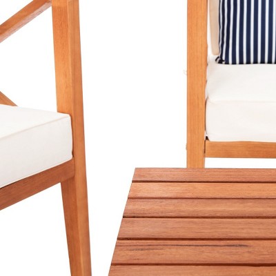 Transitional Eucalyptus 6-Person Patio Conversation Set with Accent Pillows