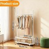 Rolling Clothes Rack with Basket, Heavy-Duty Metal Garment Rack with Lockable Wheels, Clothing Storage for Bedroom, Closet & Laundry - 2 of 4