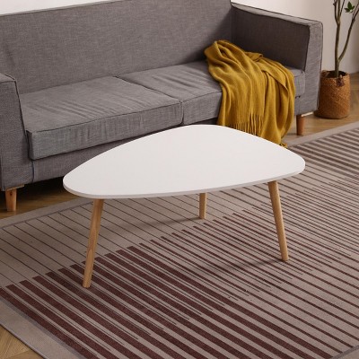 Syemin End Tables Egg Shape Coffee Table, Simple Center Table, 2 Tier Cocktail Table Sofa Table,Oval Coffee Tables, White, 37.4"*27.56"*16.14"