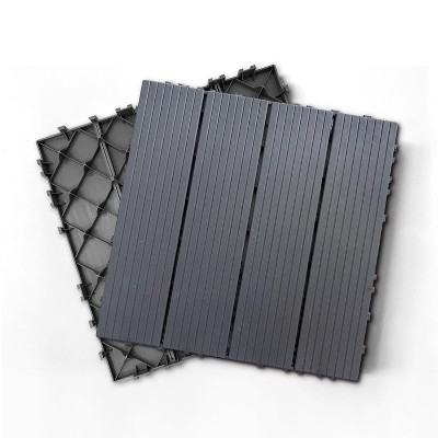 DOMETOUR Plastic Composite Deck Tiles 35pcs, 12x12in Dark Grey, DIY, Rust/Water/Weather Resistant, Indoor/Outdoor, for Patios, Balconies, Decks