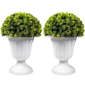 Sunnyglade 2 PCS 17” Artificial Plastic Pine Cone-Shaped Leaves Topiary Ball Tree，Faux Potted Decorative Topiary Plant - 1 of 1