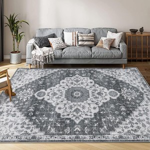 8x10 Ft Machine Washable Area Rug,Non Slip Non-Shedding Vintage Rug - 1 of 4