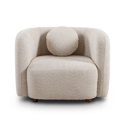 Lirago Japandi Style Accent Square Sofa Chair-Boucle Fabric Upholstered Minimalist Beige Cloud Couch for Living Room 39.37"Wx34.25"Dx28.35"H