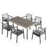 Modern Outdoor 7 Pieces Dining Set,Back Upholstered Dining Room Chair Set of 6 and Patio Table,Poolside Balcony Table and Chair-Cuddlewood - 2 of 4
