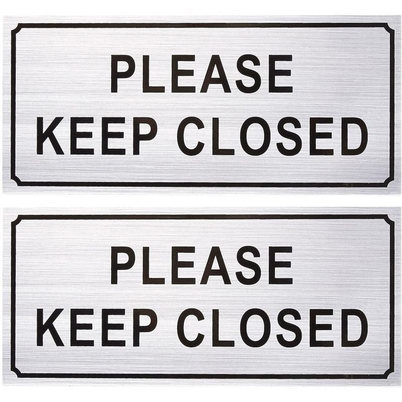2-Pack Please Close Signs - Please Keep Closed Gate Signs, Close Signs for Dog Gate, Business and Home Use, Silver - 7.87 x 3.6 inches, 1 of 4