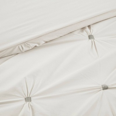 King White Cotton Embroidered Comforter Set with Shams
