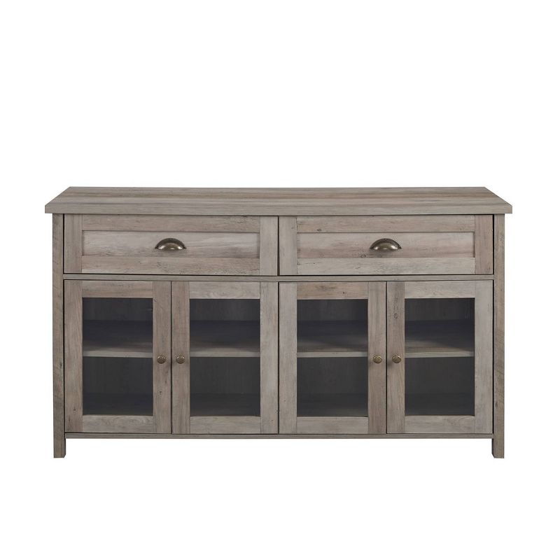 Millia Transitional Farmhouse 4 Door Sideboard with Glass Panels - Saracina Home, 6 of 9