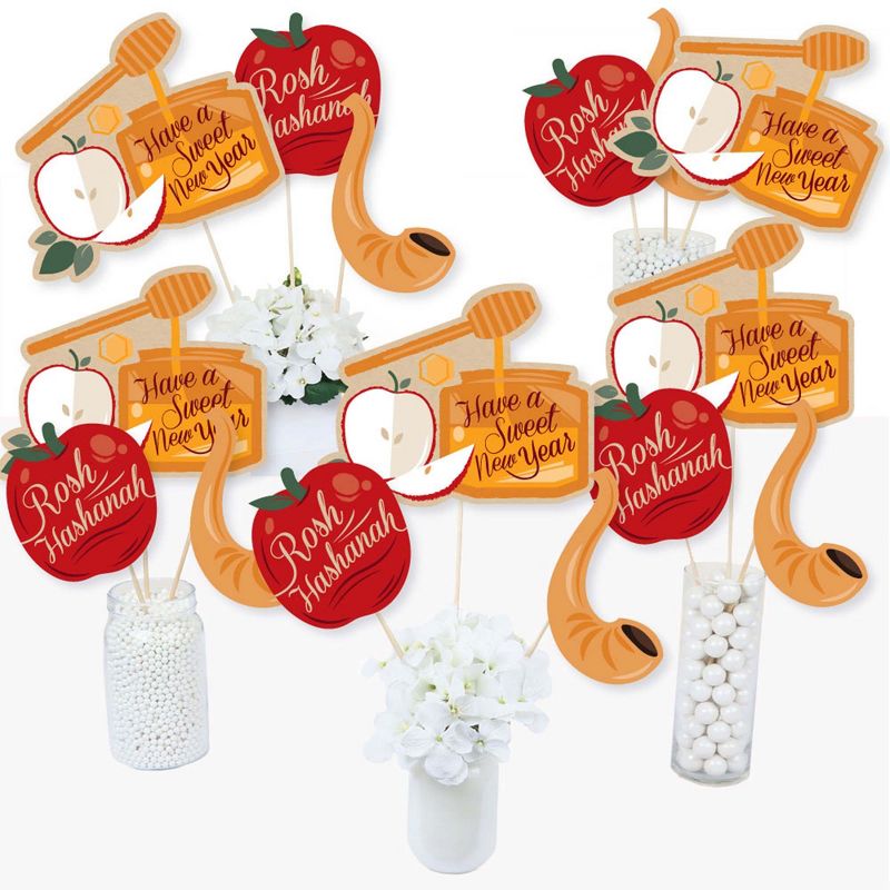 Big Dot of Happiness Rosh Hashanah - New Year Centerpiece Sticks - Table Toppers - Set of 15, 3 of 10