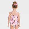 Toddler Girls' Disney Princess Ruffle One Piece Swimsuit with Bows - Pink - 2 of 3