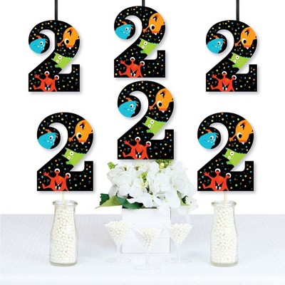 Big Dot of Happiness 2nd Birthday Monster Bash - Two Shaped Decorations DIY Little Monster Second Birthday Party Essentials - Set of 20