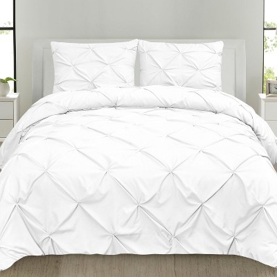 3 Piece Duvet Cover Pinch Pleat Pintuck Design with Zipper Closure and Shams by Sweet Home Collection®