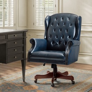 Amadeo Traditional Faux Leather Executive Chair with Solid Wood Base and Tufted Back|HULALA HOME - 1 of 1