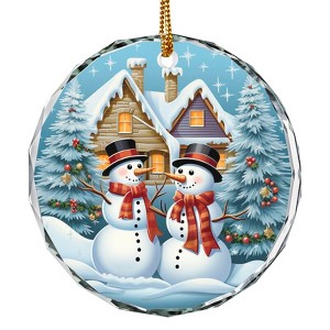 Christmas Ornaments Crystal Hanging Decor, Christmas Tree Glass Hanging Snowman Ornament for Xmas Gifts - 1 of 3