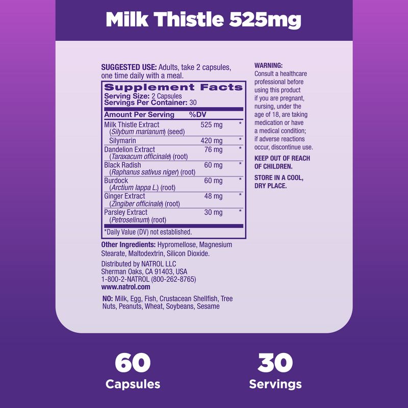 Natrol Milk Thistle Digestive Health Dietary Supplement Capsules - 60ct, 6 of 11