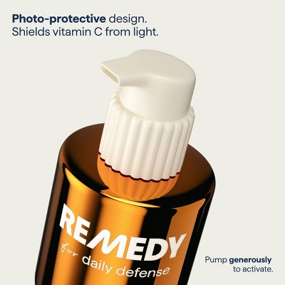 Remedy Skin 15% Vitamin C Complex Brightening Antioxidant Serum for Daily Defense with Ferulic Acid, Ectoin, Hyaluronic Acid - 1 fl oz.