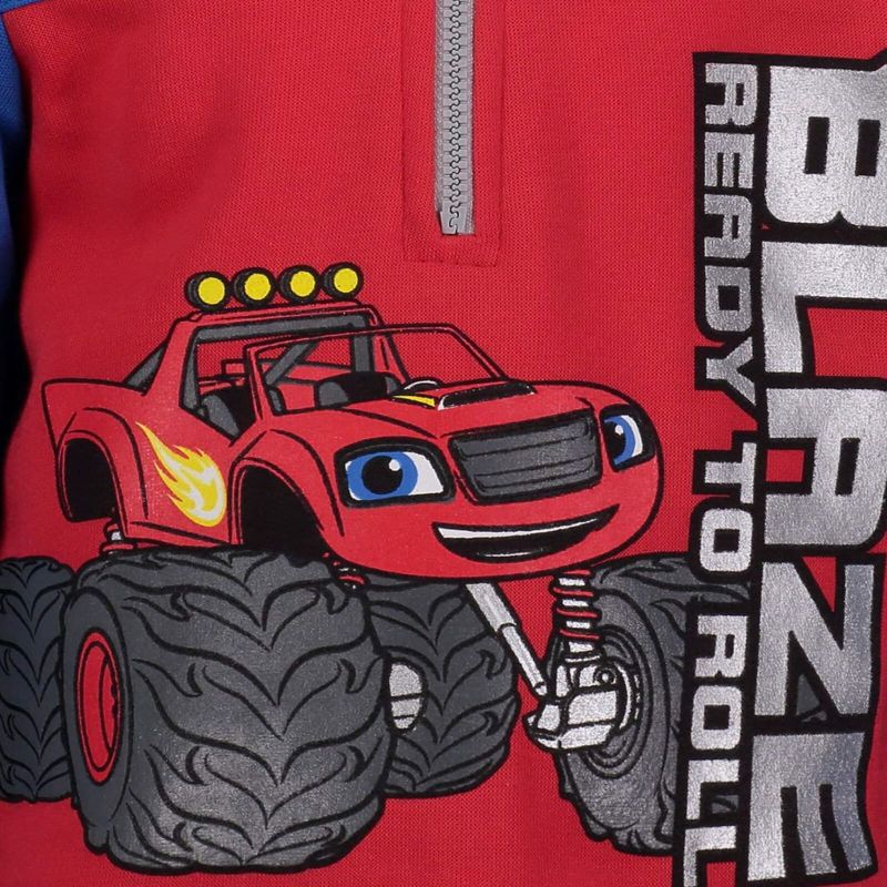 Blaze and the Monster Machines Toddler Boys Fleece Half-Zip Fashion Hoodie Red , 3 of 8