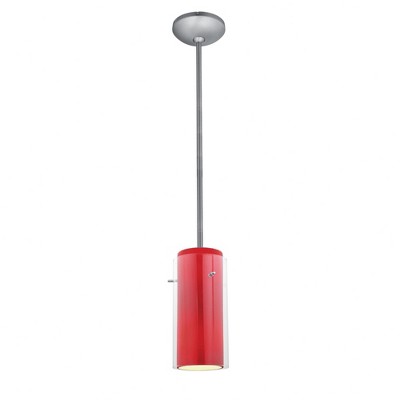 Access Lighting Glass`n Glass Cylinder 1 - Light Pendant in  Brushed Steel