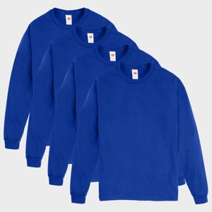 Hanes Essentials Men's Cotton Long Sleeve T-Shirt, Value 4-Pack - 1 of 4