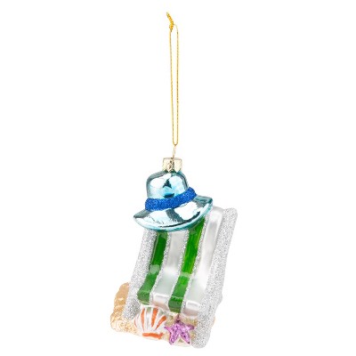 Beachcombers Blown Glass Beach Chair Ornament