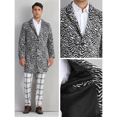 Мужские куртки INSPIRE CHIC Men's Animal Printed Notched Lapel Classic Vintage Winter Overcoats Black White Medium — фото 4