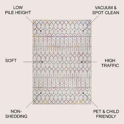 Ivory and Multi 4' x 6' Moroccan Trellis Area Rug