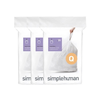 simplehuman 50L-65L 60ct Code Q Custom Fit Trash Bags Liner White