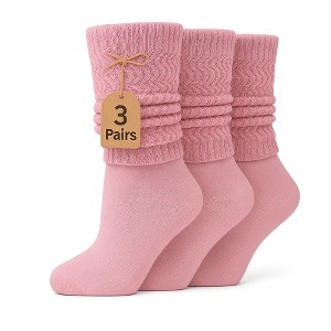 Women’s Lightweight Cotton Slouch Socks Over-the-Calf Knee-High Scrunch Socks 3 Pairs Shoe Size 5-10 - 1 of 3