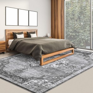 Area Rug Vintage Oriental Distressed Rug Non Slip Non Shedding Rug Foladable Accent Rugs Low Pile Carpet - 1 of 4