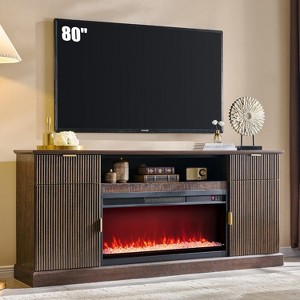 SinCiDo Living Room Modern Fireplace TV Stand for up to 80" TV w/ 36" Electric Fireplace, Adjustable Shelves & Hidden Drawers,Remote Control - 1 of 4