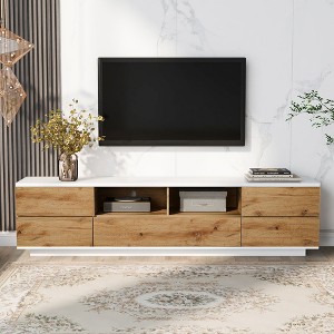 PAGED Modern TV Stand with Door Rebound Device, Wooden Media Console Table with Multi-Functional Storage, TV Stands for Living Room - 1 of 4
