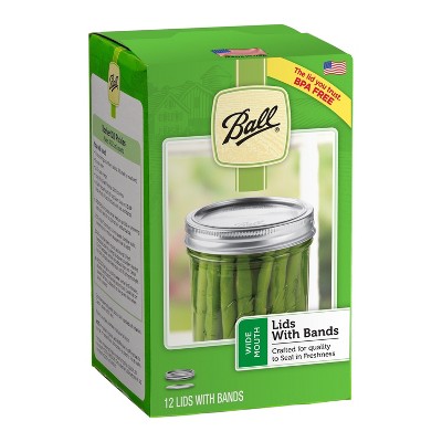 Ball 12pk Mason Jar Lids and Bands - Wide Mouth