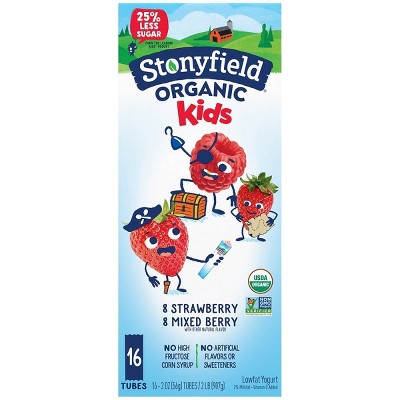 Stonyfield Organic Kids&#39; Strawberry &#38; Mixed Berry Lowfat Yogurt - 16ct/2oz Tubes