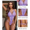 Clotth Women's Deep V Lace Teddy Bodysuit - Exquisite One Piece Lingerie, Babydoll Teddy Underwear - 3 of 4