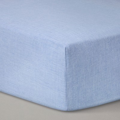 blue fitted crib sheet