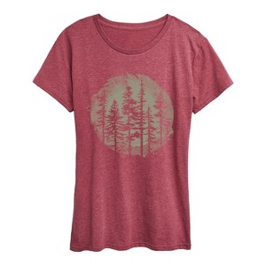 Women's - Instant Message - Watercolor Pine Trees Short Sleeve Graphic T-Shirt - 1 of 4