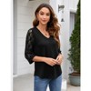 Coolmee 3/4 Length Sleeve Womens Tops V-Neck Lace Tunic Tops Business Casual Blouses - 3 of 4