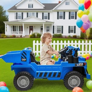 12V 4WD Ride On Dump Truck for Kids 4-8, Electric Ride On Car with Remote Control, Motorized Dump Bed & Shovel, Two Speeds, Bluetooth Music - 1 of 4