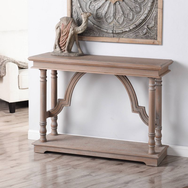 Wood Trestle Console Table with Arch Design Brown - StyleCraft, 5 of 7