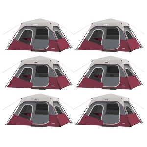 CORE Instant Cabin Durable Quick Setup 11 x 9-Foot 6-Person Outdoor Camping Tent w/Air Vents, Loft, Rainfly, Room Divider, & Carry Bag, Wine (6 Pack) - 1 of 4