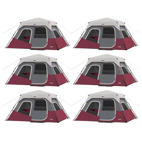 CORE Instant Cabin Durable Quick Setup 11 x 9-Foot 6-Person Outdoor Camping  Tent w/Air Vents, Loft, Rainfly, Room Divider, & Carry Bag, Wine (6 Pack)