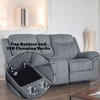 Vynxaria 2-Tone Gray Velvet Motion Loveseat with Glider and Recline, Pocket Coil Cushions, Central Console (Cup Holders/USB/Storage) - 3 of 4