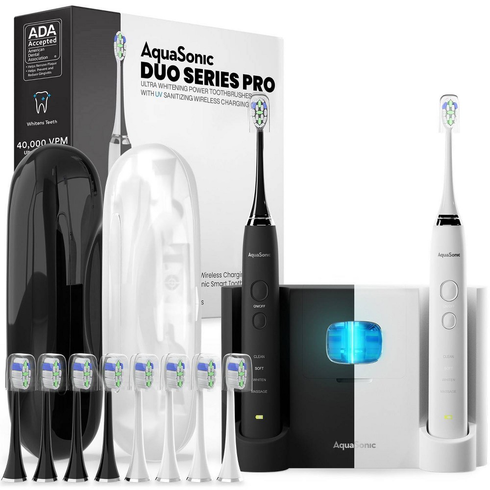 Photos - Electric Toothbrush Aquasonic Duo Pro Dual Handle Ultra Whitening  - Blac