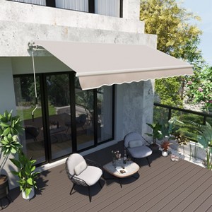 Sapphtopaz 8' x 7' Retractable Awning Manual Patio Awnings Sunshade Shelter UV Resistant Window Cover - 1 of 4