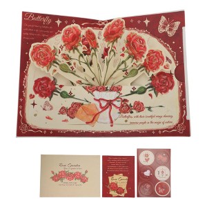 Unique Bargains Floral 3D Greeting Cards with Envelope and Message Note 1 Set - 1 of 4