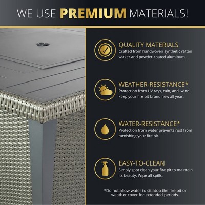 Ethan 42-inch Gray Aluminum and Rattan Gas Fire Pit Table