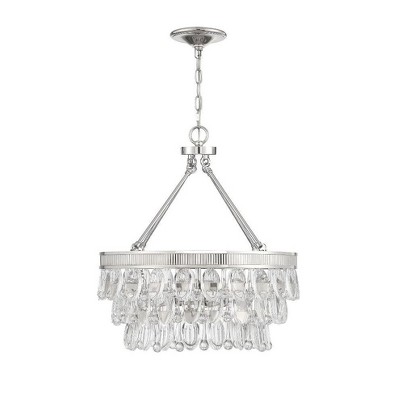 Windham Warm Brass Crystal LED Pendant with Polished Nickel Accents