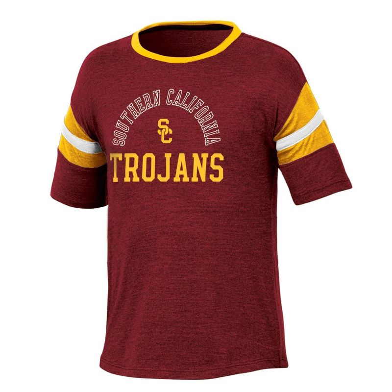 NCAA USC Trojans Girls&#39; Short Sleeve Striped Shirt, 1 of 4