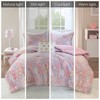 Gulches 4 Piece Full/Queen Metallic Printed Plush Comforter Set with Throw Pillow - 4 of 4