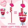 Joyfy 28 Pack Valentines Day Gift Cards with Colorful Loop Reusable Drinking Straws for Valentine Party Favors, Kids Classroom Exchange - 4 of 4