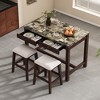 3-Piece/5-Piece  Versatile Bar Table Set Dining Set with Storage Drawers and Padded Stools, Faux Marble-ModernLuxe - 2 of 4
